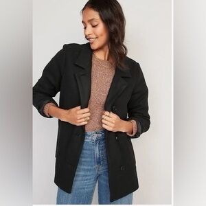 Black Old Navy New With Tags Soft-Brushed Button Front Car Coat. Size M.